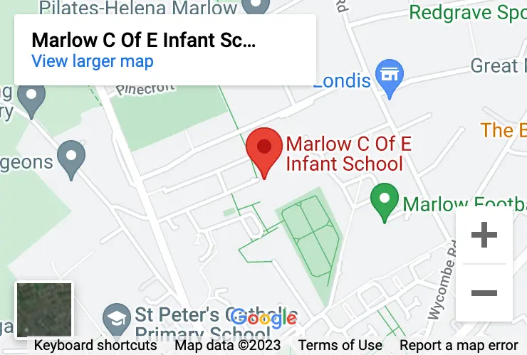 Google Map showing Marlow C of E Infant School